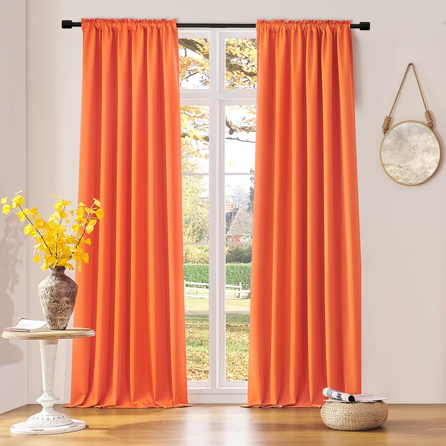 Vibrant Orange Blackout Curtains for Hallowmas Day Decor