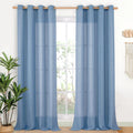 Denim Blue Linen Curtains 90 in Length - Light Filtering Window Panels