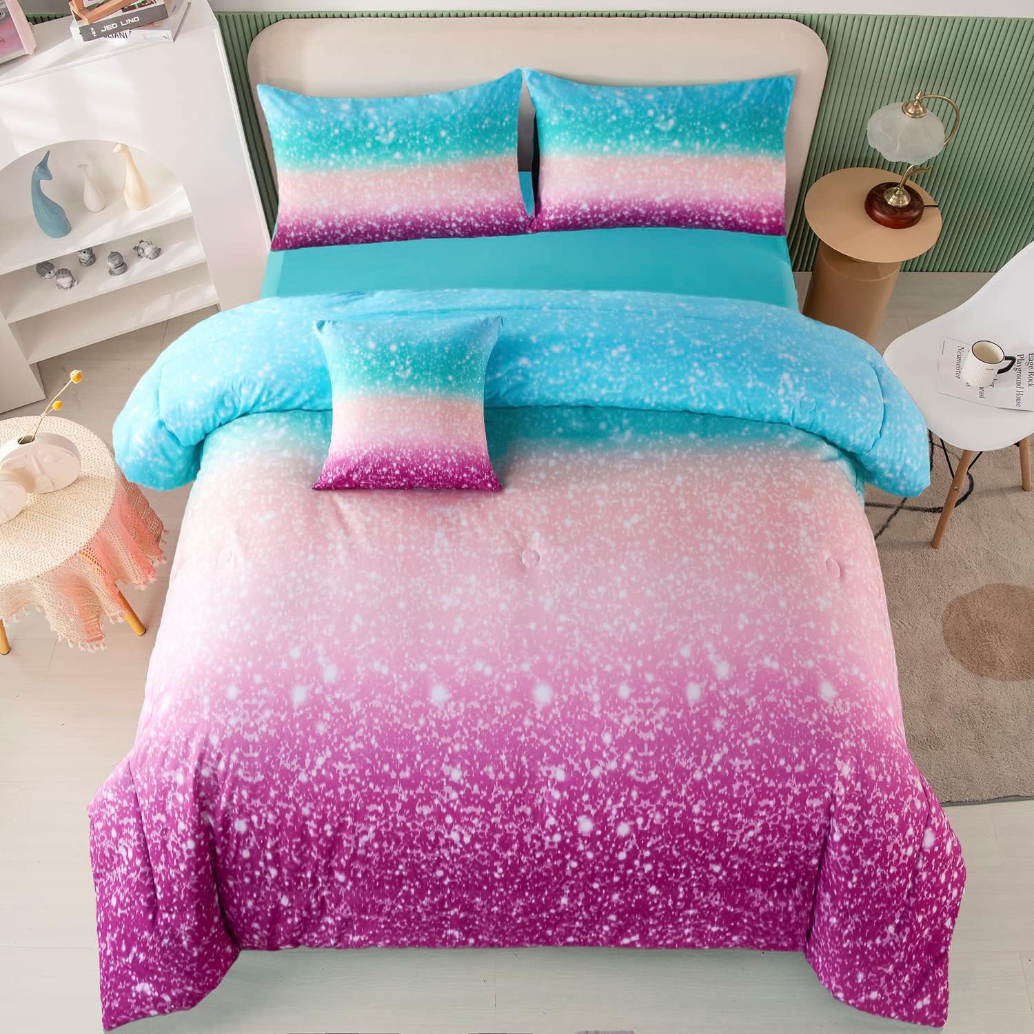 PERFEMET 6 Piece Full Size Comforter Set for Teens Girls