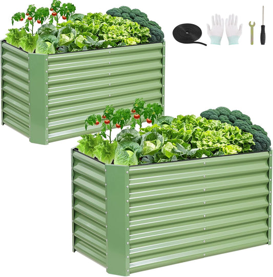 4x2x2ft Raised Garden Bed for Vegetables and Flowers - Olive Green