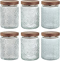 YUTGSMPO 24 OZ Glass Storage Jar Set with Bamboo Lids