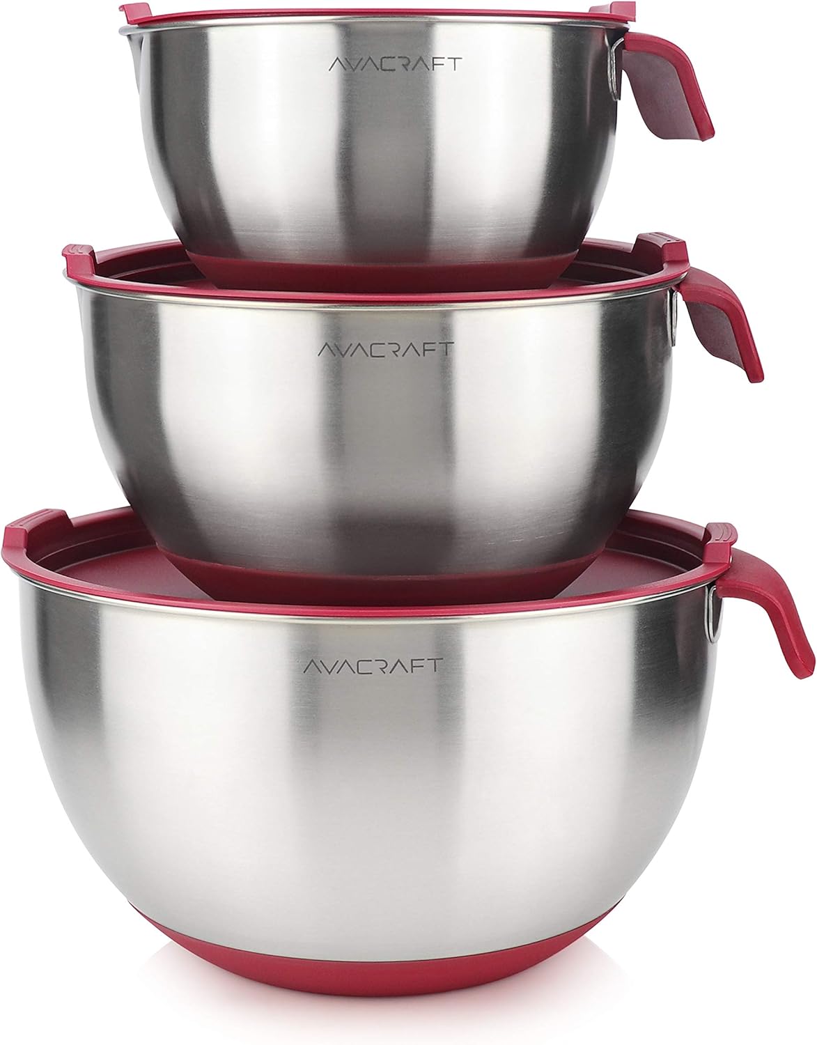 AVACRAFT Stainless Steel Mixing Bowls with Lids for Cooking