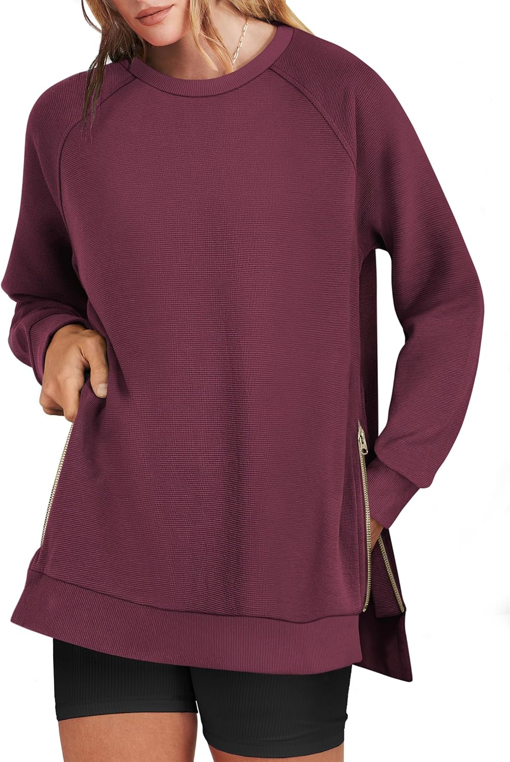 Oversized Sweatshirts for Women with Side Zipper Style