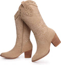 Cowboy Cowgirl Boots for Women Wide Calf Pointed Toe Mid Calf