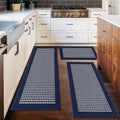 3 Piece Kitchen Mat Set - Non Slip Navy Runner Rugs for Kitchen