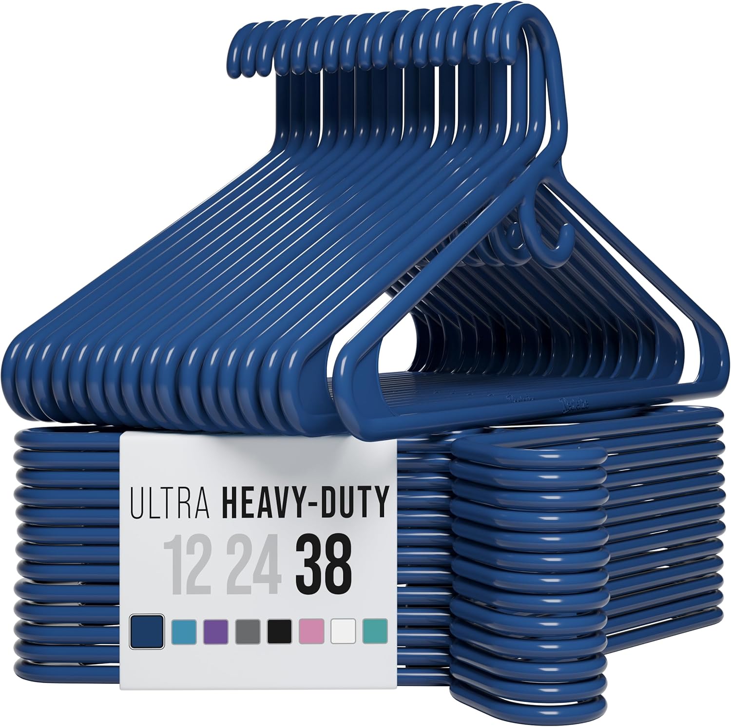 Ultra Heavy Duty Plastic Clothes Hangers - Navy - 38 Pack