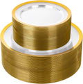 Clear and Gold Plastic Plates 120pcs - Elegant Disposable Dinnerware