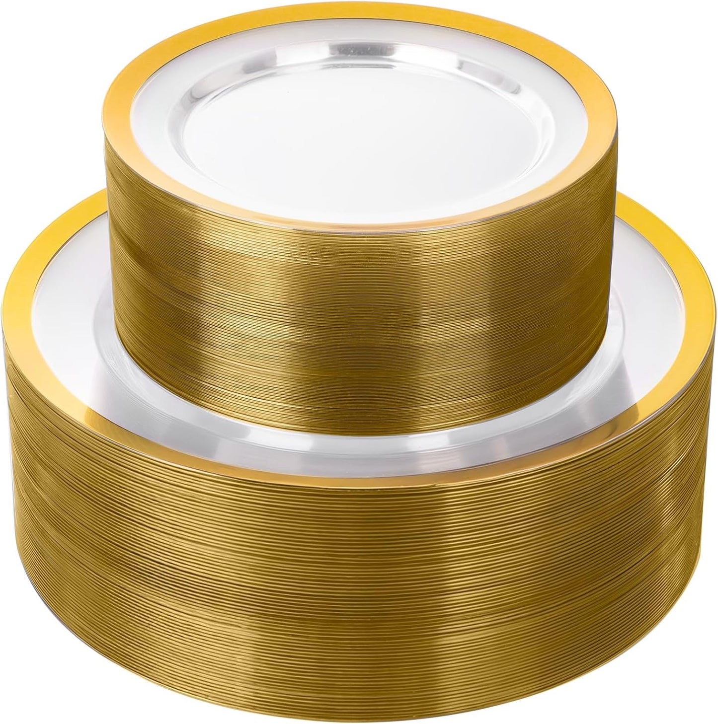 Elegant 120pcs Clear and Gold Plastic Plates for Any Event