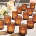 48pcs Amber Votive Candle Holders Votive Candles for Table - Vintage