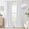 Guken White Linen Blackout Curtains 108 in Length - Full Room