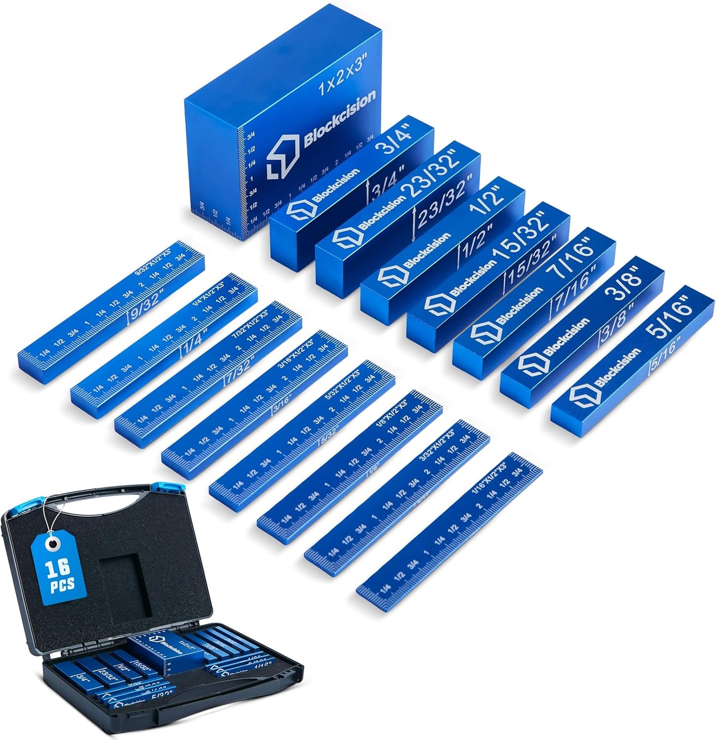 Blockcision Setup Blocks Woodworking Tools - 16 PCS Height Gauge Set