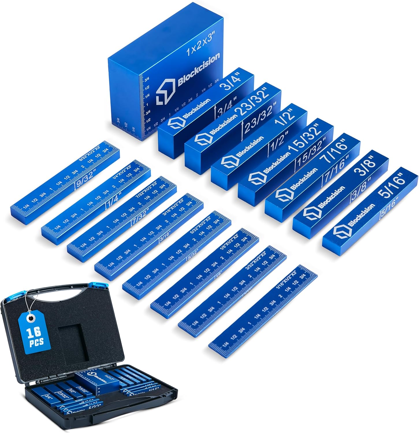 Blockcision Setup Blocks Woodworking Tools - 16 PCS Height Gauge Set