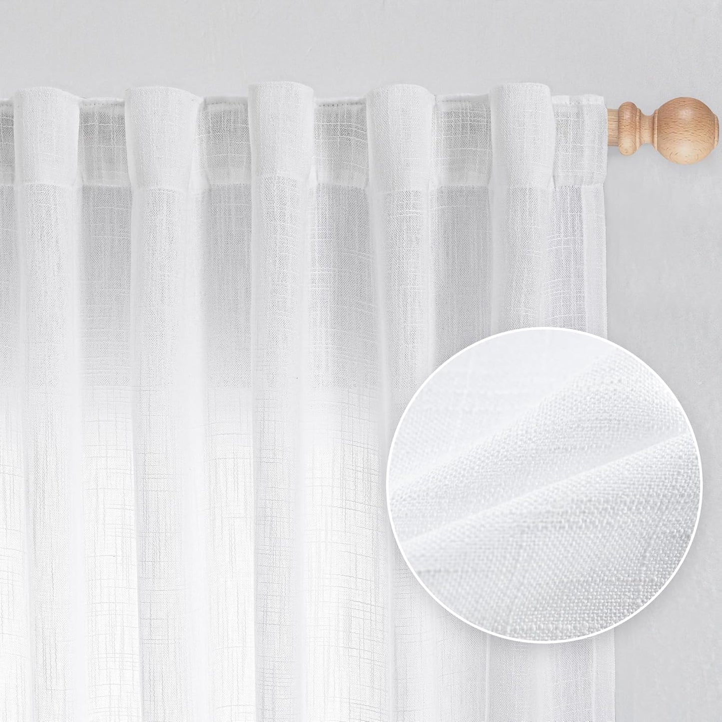 MYSKY HOME 95 Inch White Curtains for Light Filtering Drapes