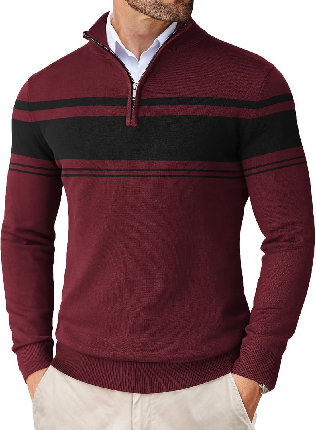 COOFANDY Men's Quarter Zip Up Sweaters for Stylish Comfort