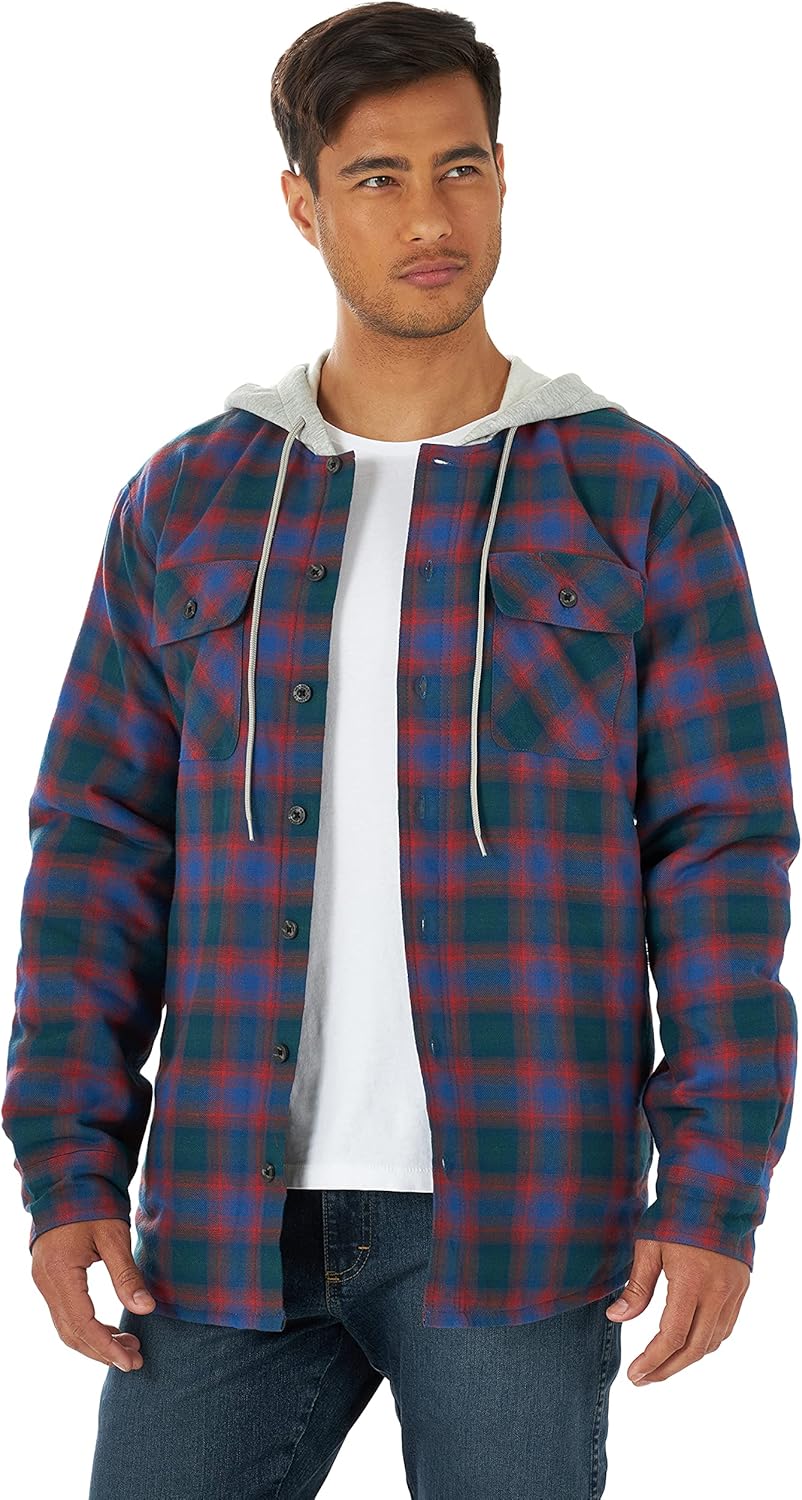 Wrangler Authentics Men's Long Sleeve Quilted Flannel Shirt Jacket