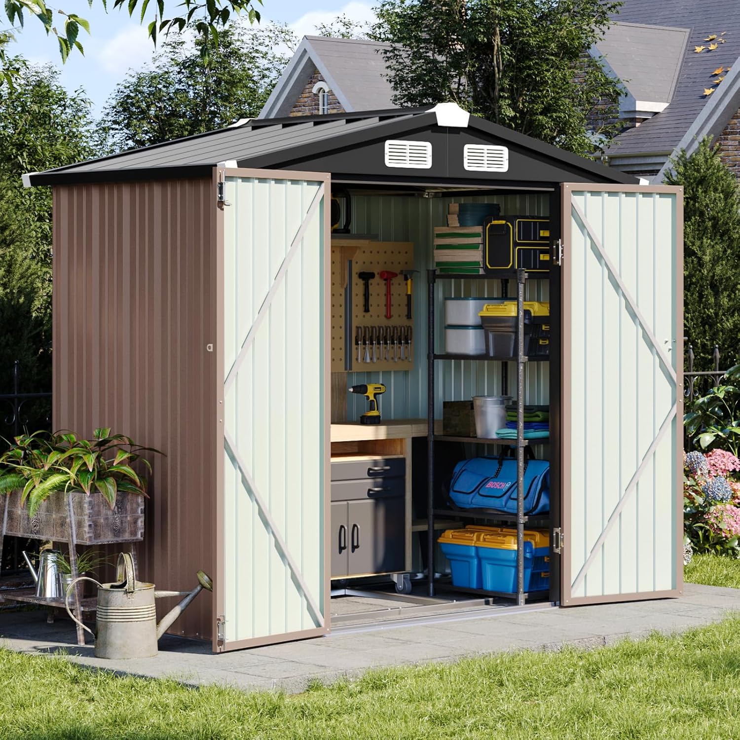 Aoxun 6x3.9 FT Outdoor Storage Shed for Garden and Patio