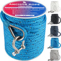 Anchor Rope 100 ft x 3/8 in Blue - Double Braided Anchor Line