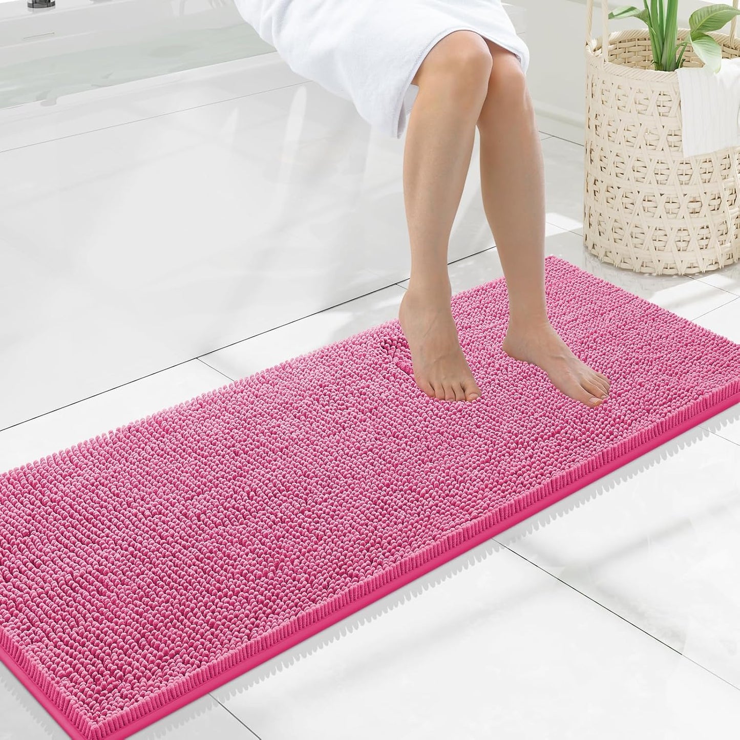 Smiry Luxury Chenille Bathroom Rugs - Soft, Absorbent, Non-Slip