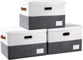 Foldable Storage Bins 3-Pack Grey & White 17.7x11.8x11.8in