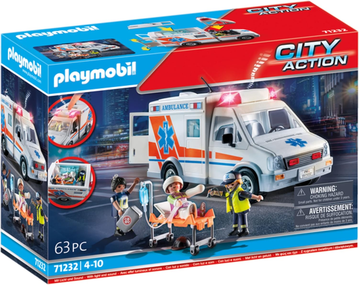 Playmobil Ambulance with Accessories and 3 Figures for Kids