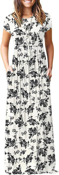 AUSELILY Women's Short Sleeve Loose Maxi Dress - Comfortable Everyday