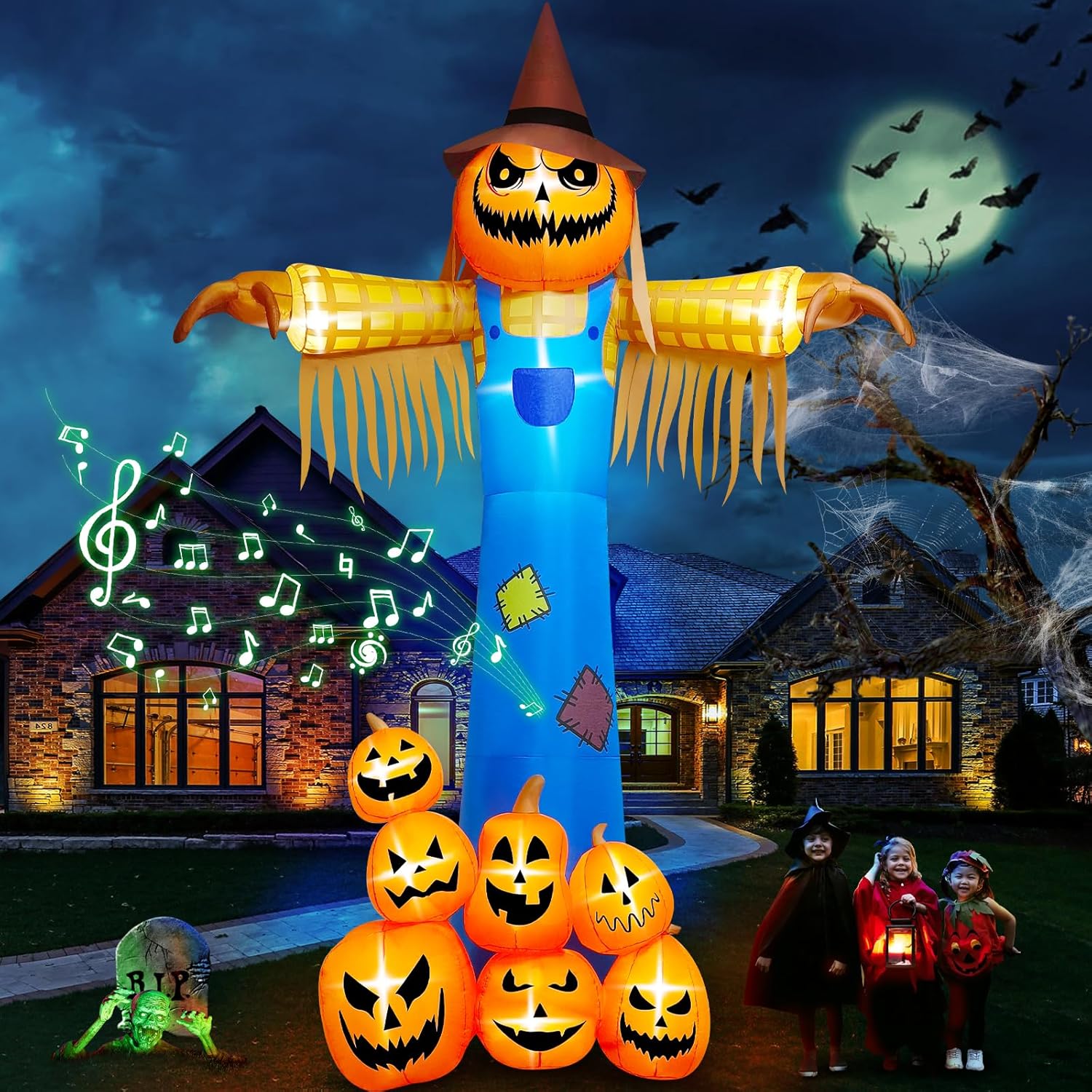 12.5FT Giant Pumpkin Head Halloween Inflatable with LED Lights