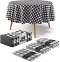 Exquisite Picnic Table Cover 48 Pack - 84 in Round Gingham Tablecloth