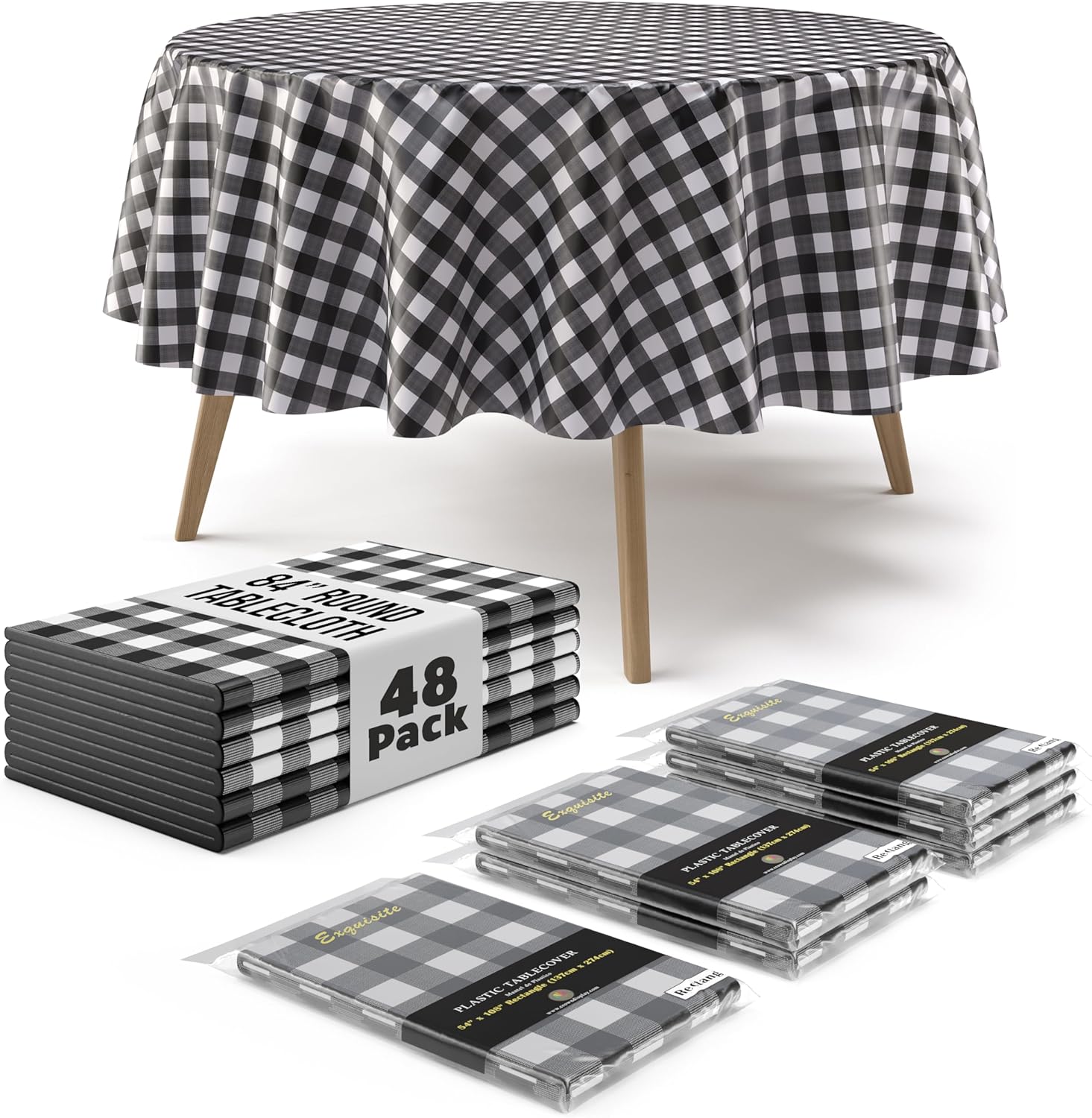 Premium Black & White Gingham Picnic Table Cover for Events