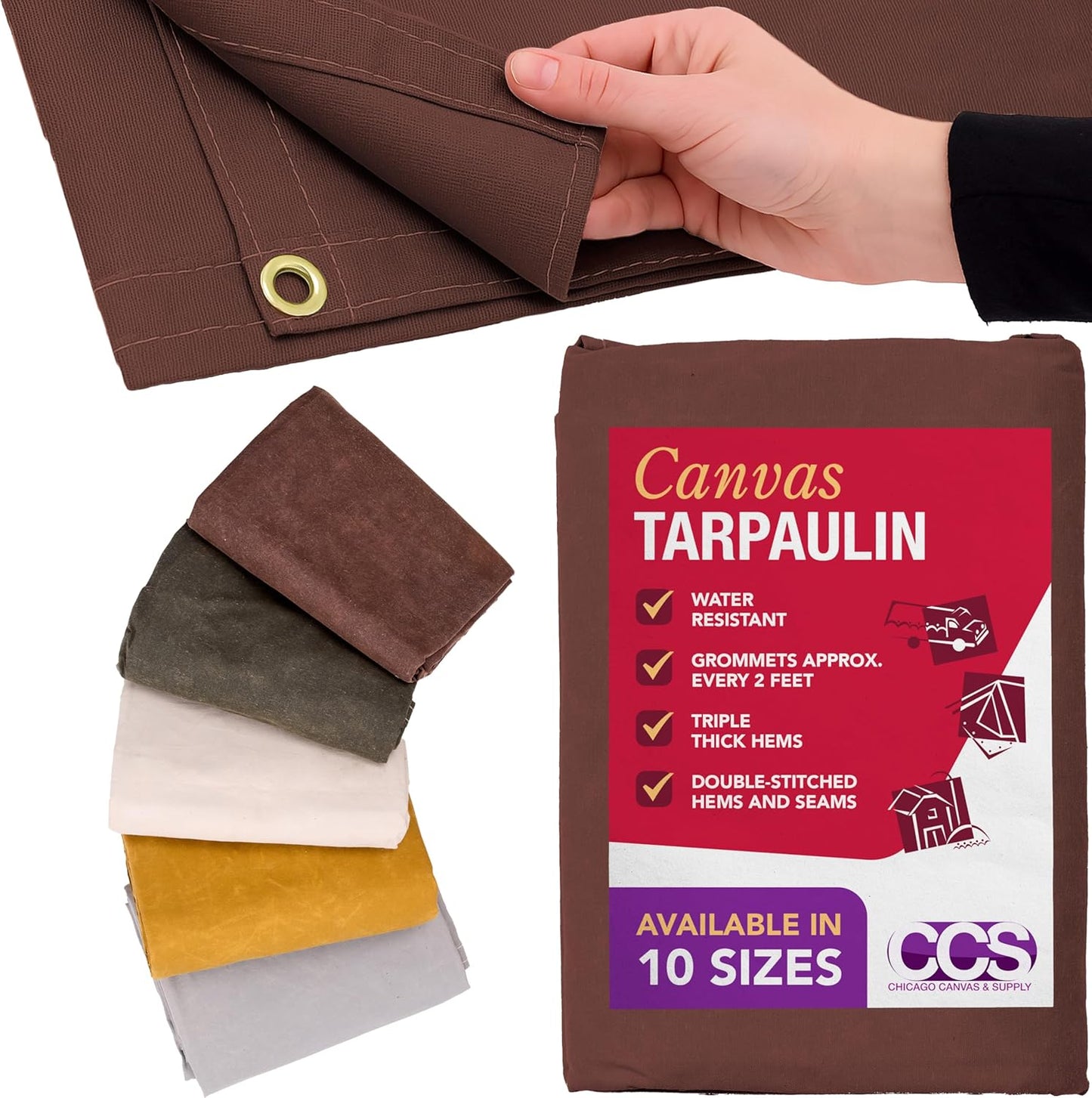 CCS Waterproof Canvas Tarp Cover for Camping and Outdoor Use