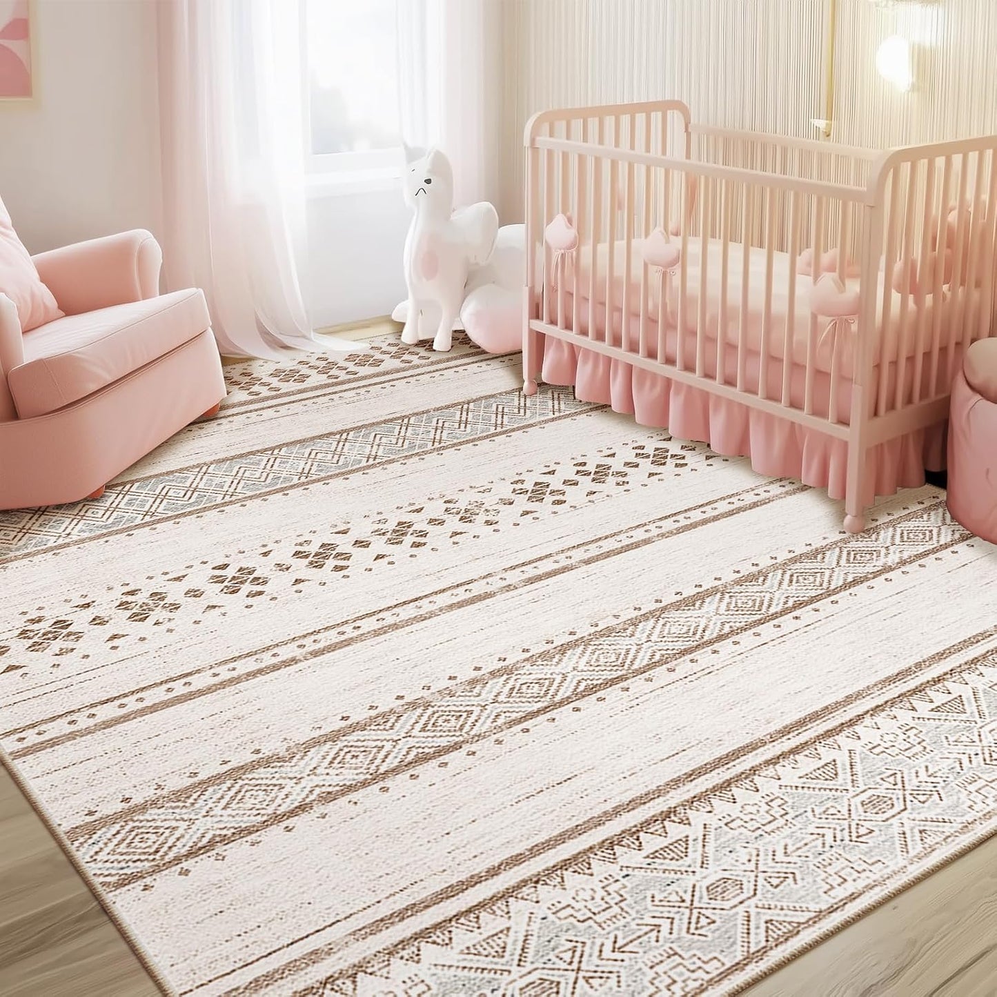 5x7 Area Rugs for Living Room Washable Moroccan Farmhouse Style