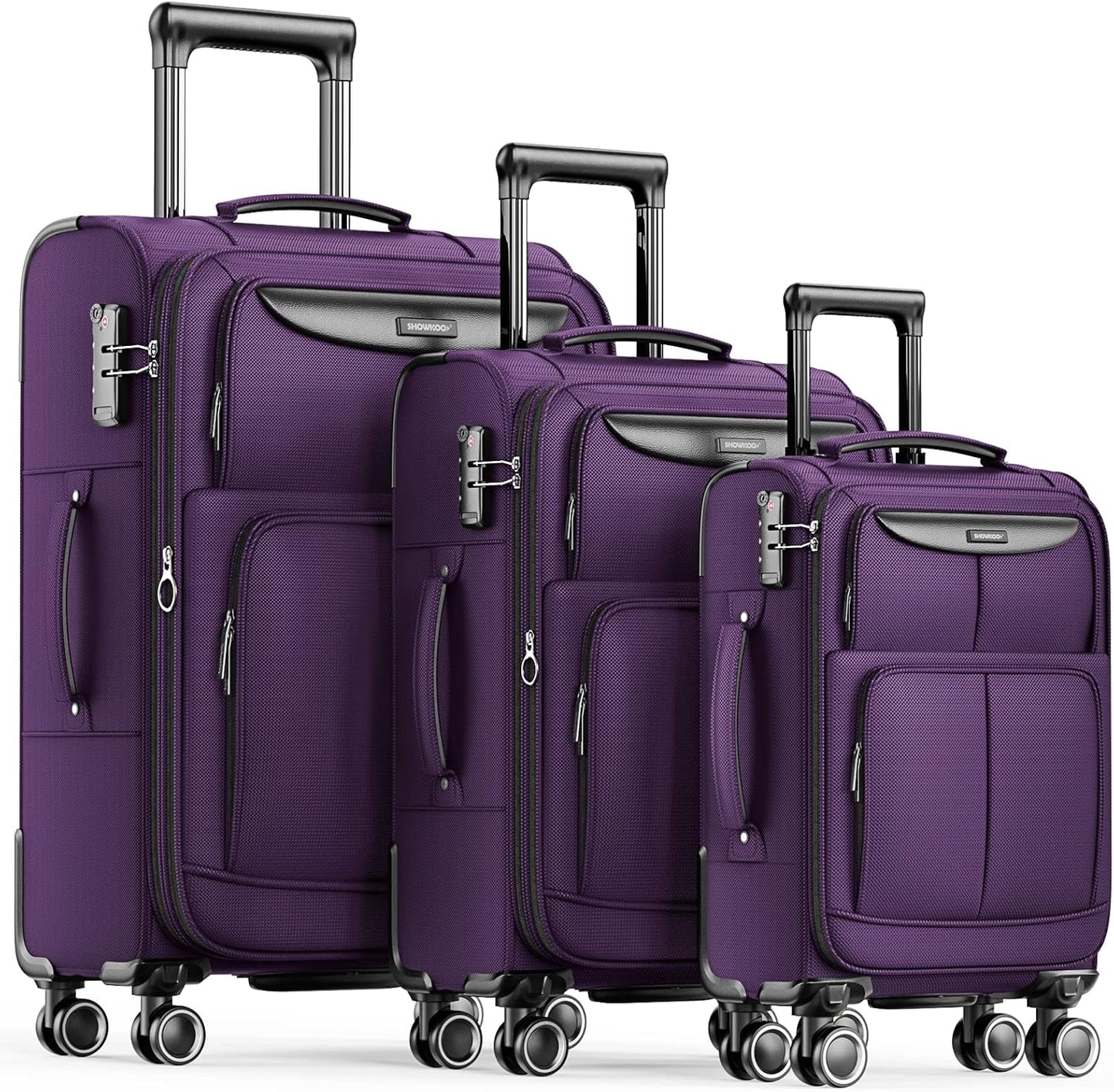 SHOWKOO Luggage Sets: Durable Expandable Softside Suitcases