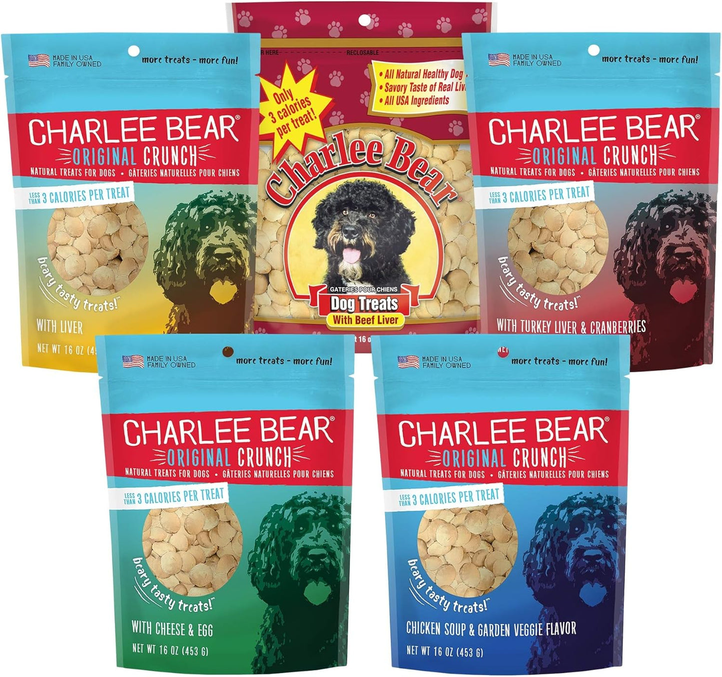Charlee Bear Original Crunch Dog Treats Variety Pack for Dogs