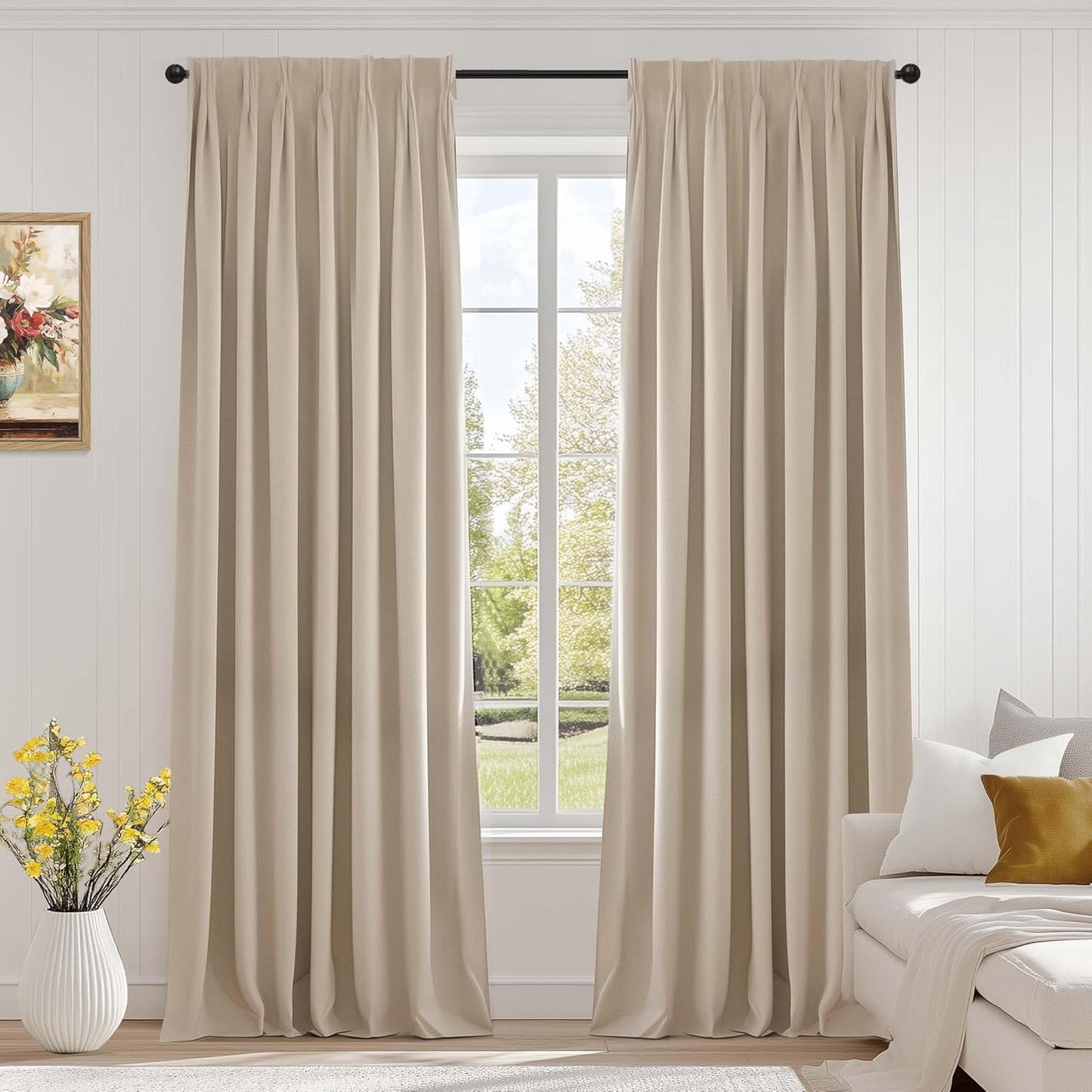 Luxury Beige Velvet Room Darkening Curtains