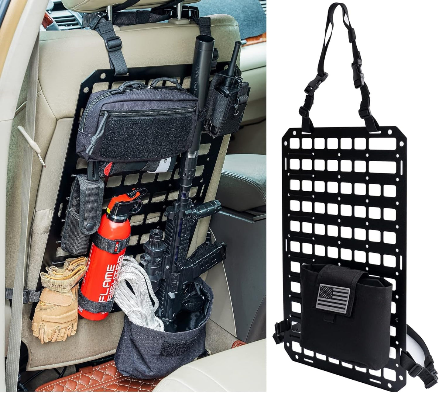 Rigid MOLLE Panel for Vehicle Seat Back Organizer - Tactical Gear