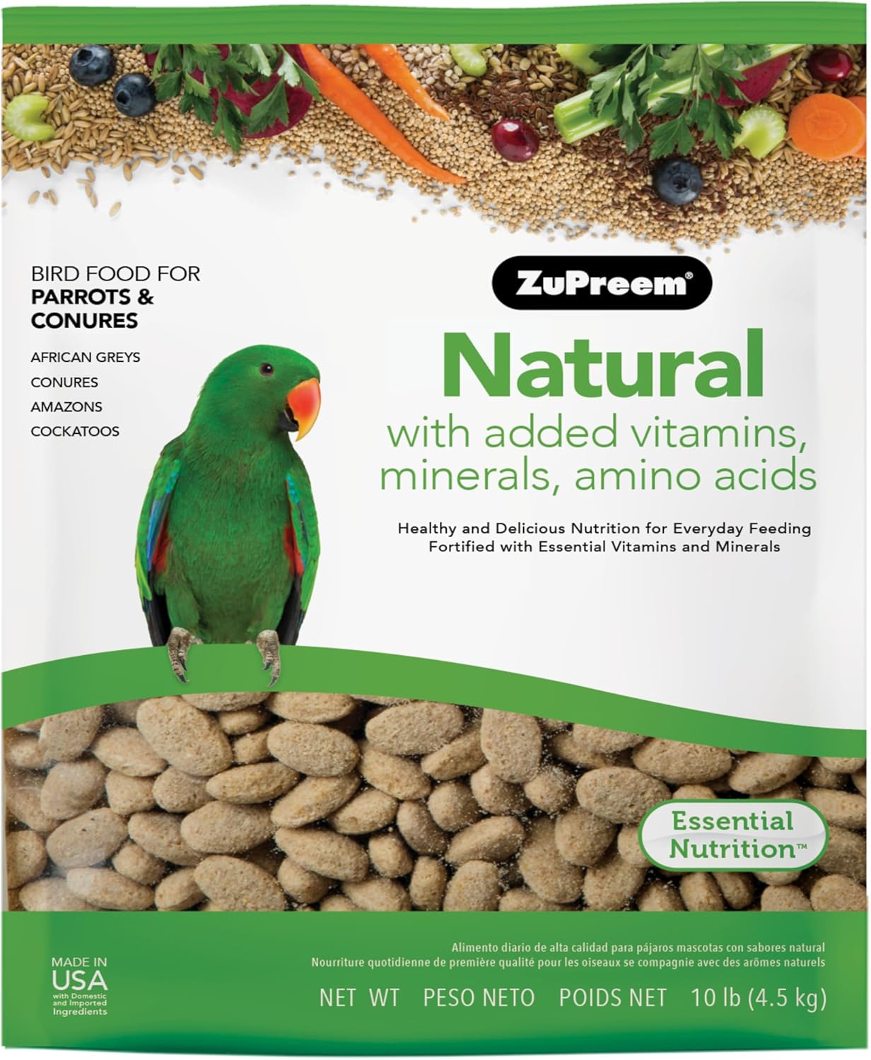 ZuPreem Natural Bird Food Pellets for Parrots and Conures