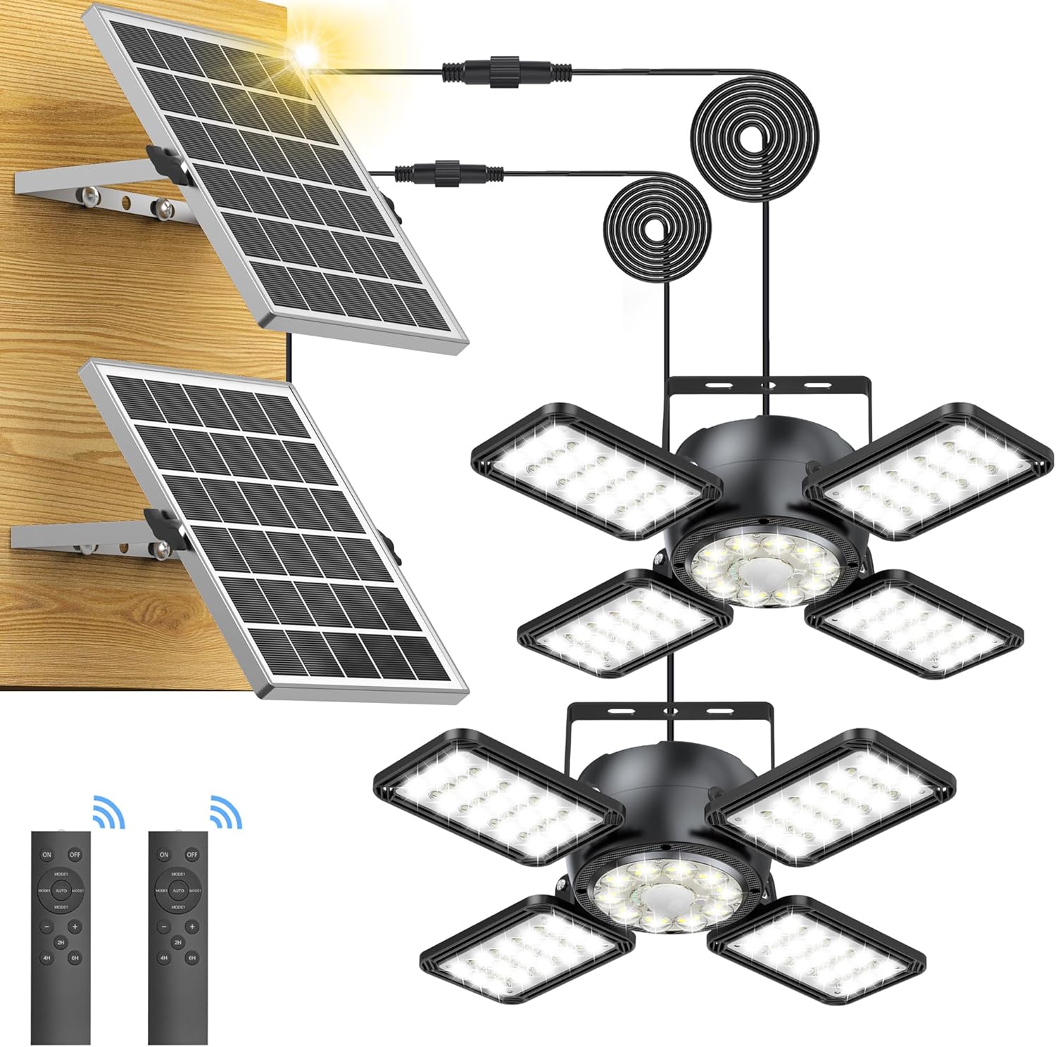 Solar Shed Light Upgrade 1200LM 174LED Motion Sensor 2 Pack