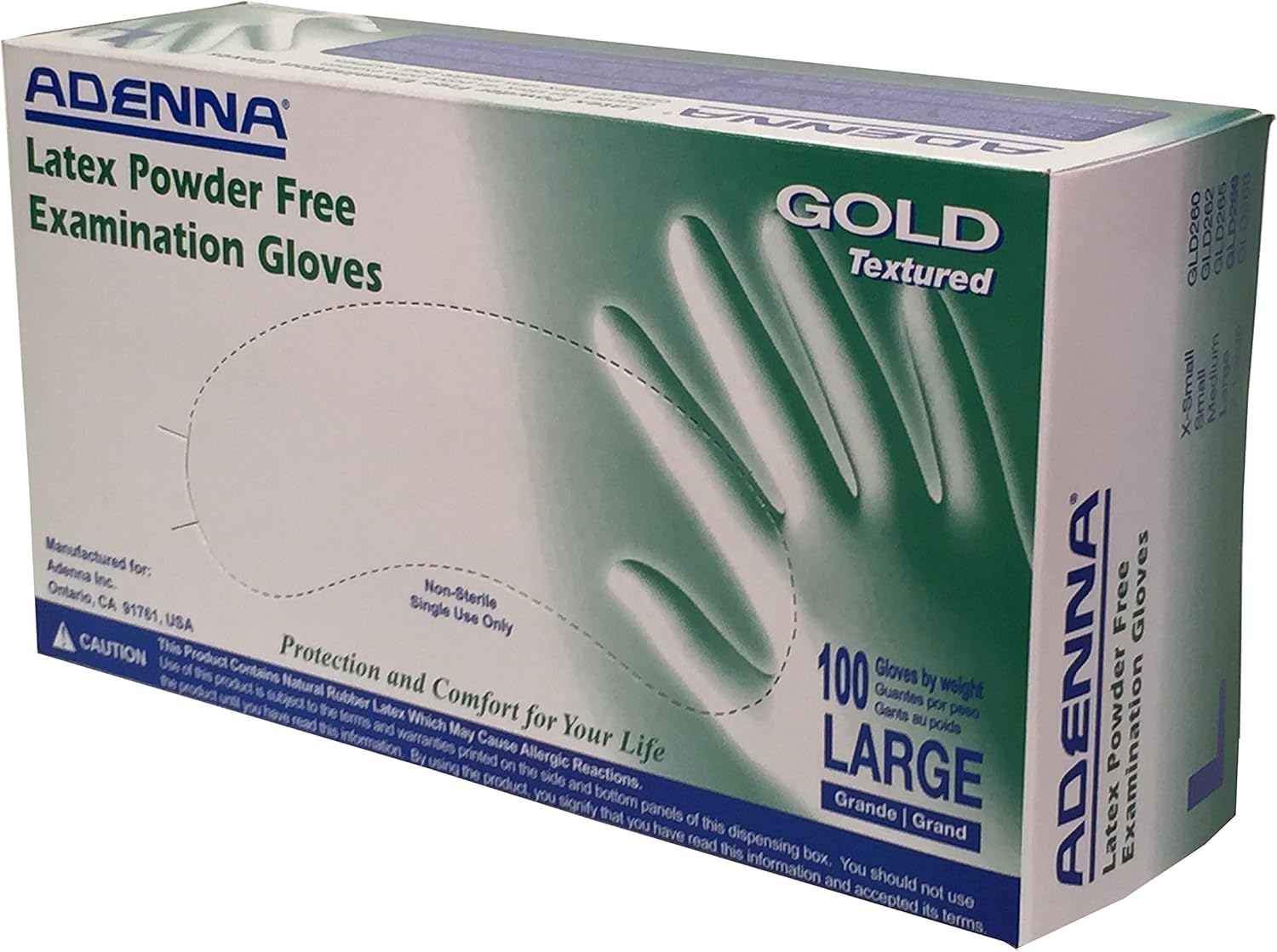 Adenna GLD266 Gold 6 mil Latex Gloves, Medical-Grade, Large