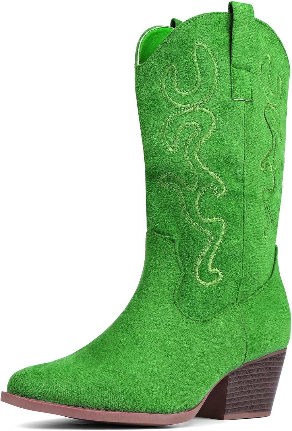 Stylish Mid Calf Cowboy Boots for Women with Chunky Block Heel