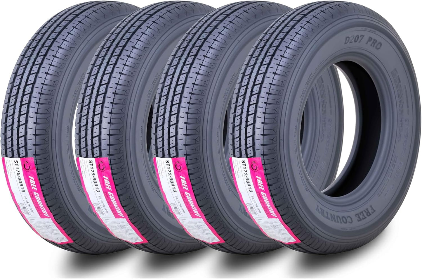 Free Country Grand Ride Set 4 Trailer Tires ST175/80R13 6 Ply
