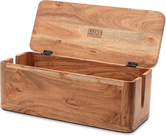 Acacia Wood Cable Organizer Box - Luxe Designs