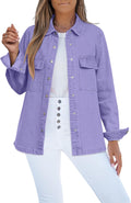 luvamia Jean Jackets for Women Purple Denim Shacket - Oversized Fall
