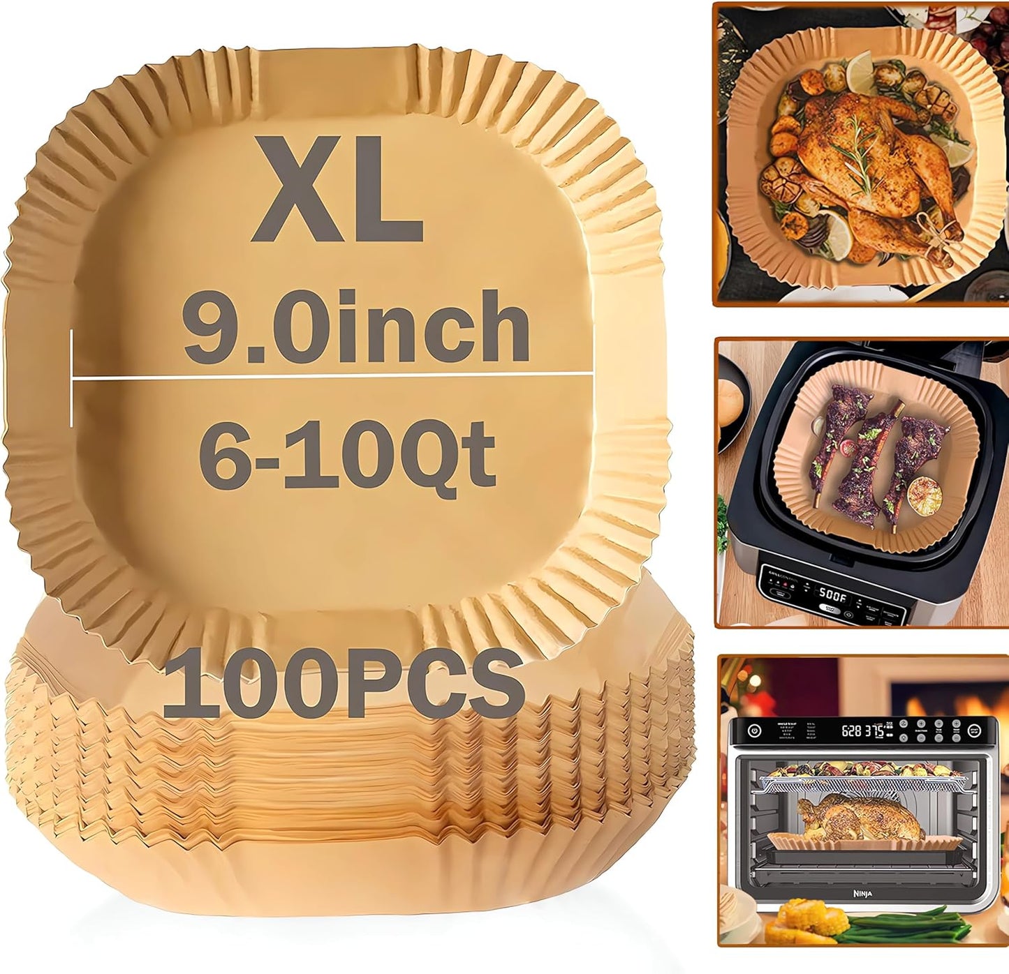 Thick Oil-Proof Air Fryer Liners - Mess-Free Cooking!