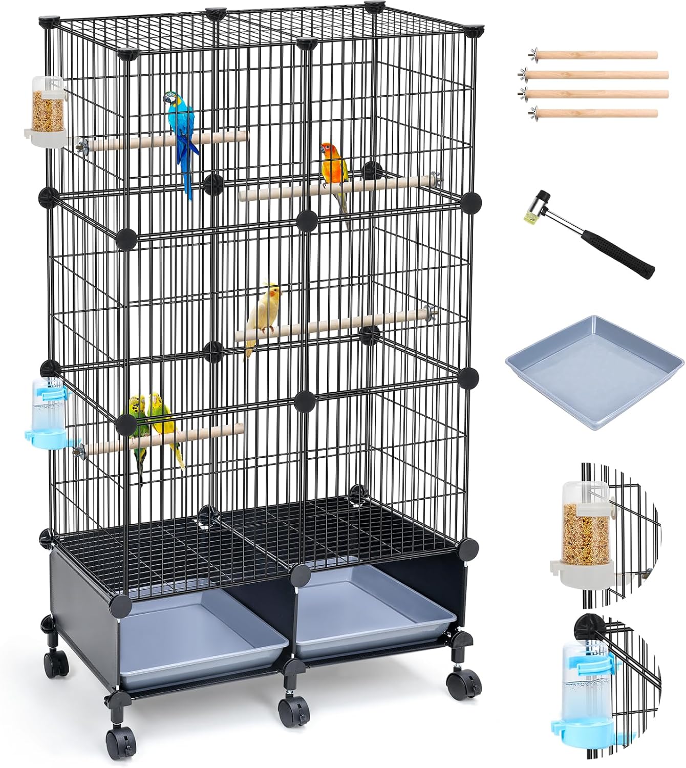 46-Inch Bird Cage for Parakeets, Cockatiels, and Lovebirds