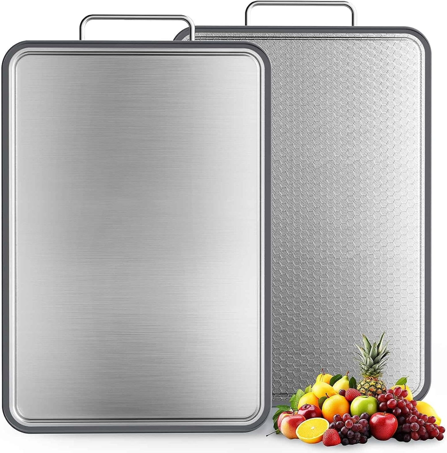Double-Sided Stainless Steel Cutting Board for Kitchen Use