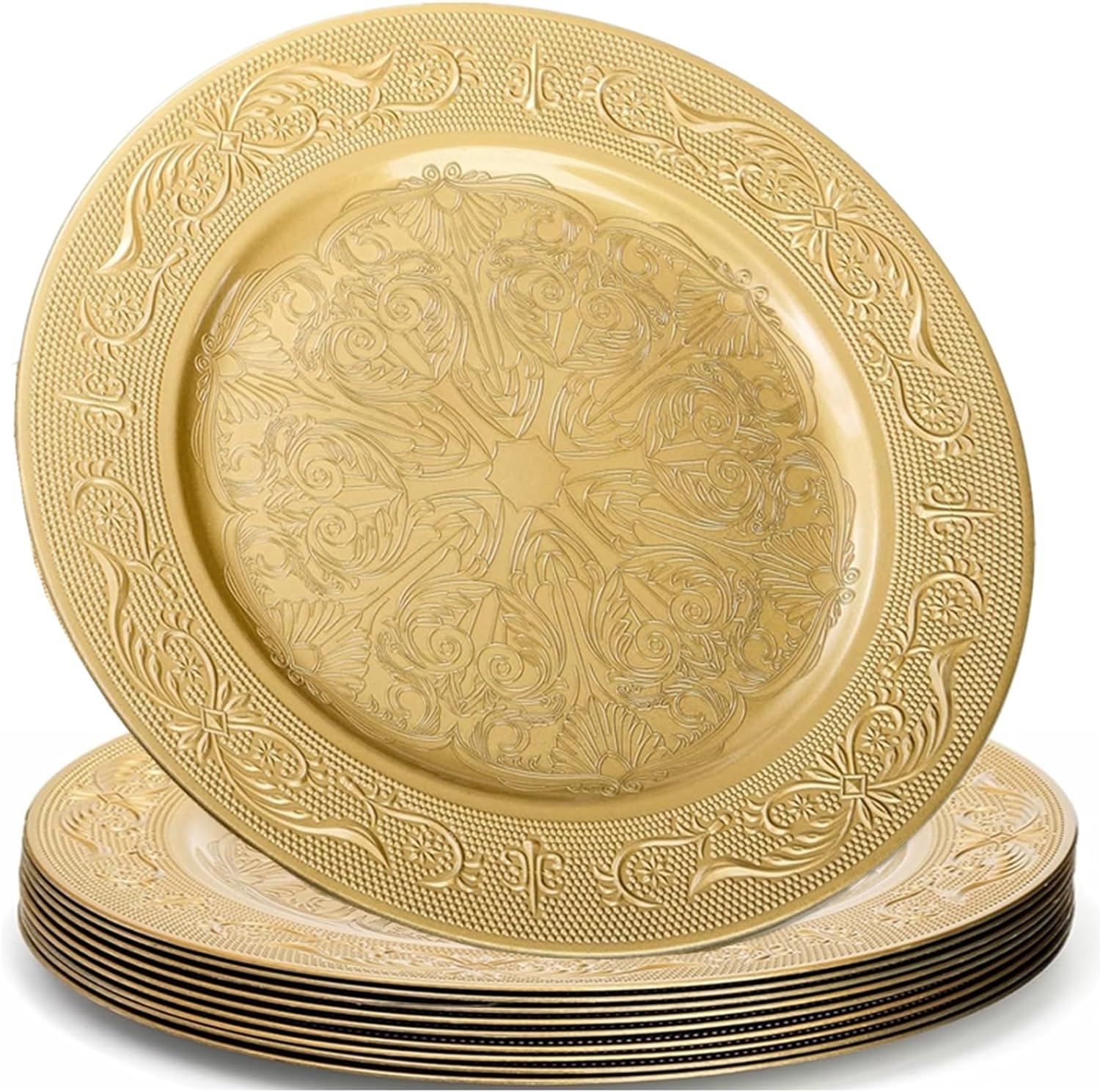 Premium 13 Gold Charger Plates - Set of 12