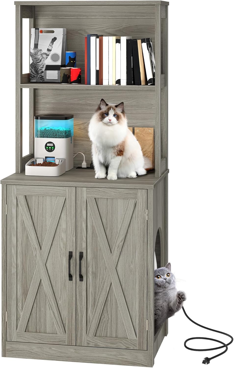 YITAHOME Large Cat Litter Box Furniture with Charging Station