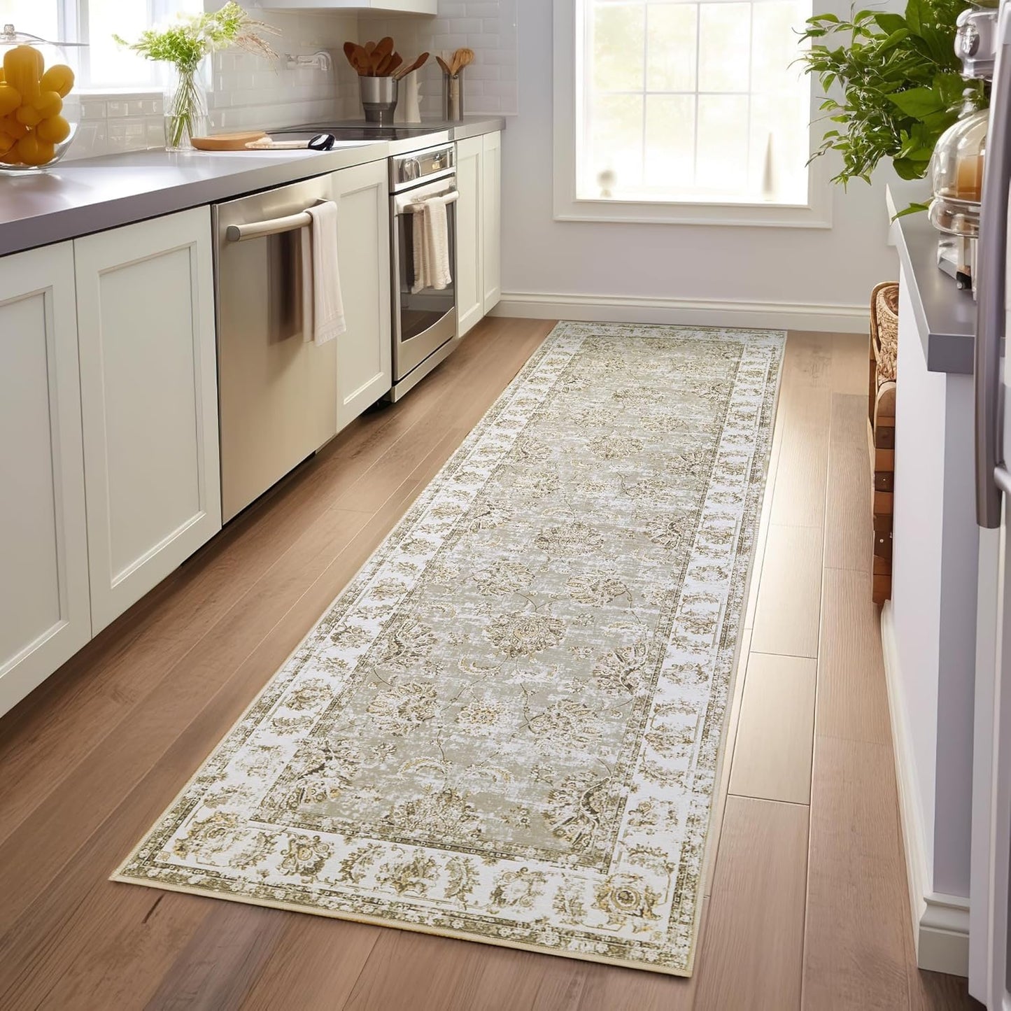 Vintage Floral Design Hallway Runner Rug for Home Decor