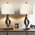 Sculptural Resin Table Lamp Set of 2 with USB Ports - Dual Pull Chains