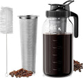 64oz Cold Brew Coffee Maker - Stainless Steel Filter - Mason Jar Pitcher (Black) VA1KENE