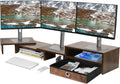 Triple Monitor Stand with Drawer for Flexible Desk Setup